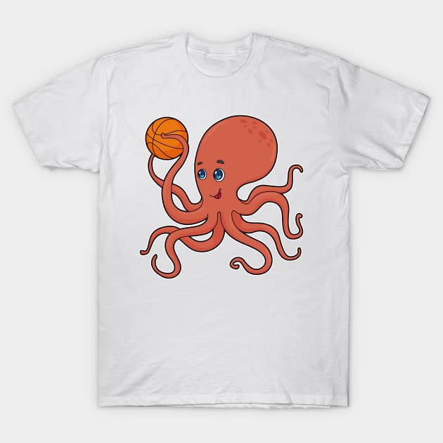 Octopus Basketball player Basketball T-Shirt by Markus Schnabel